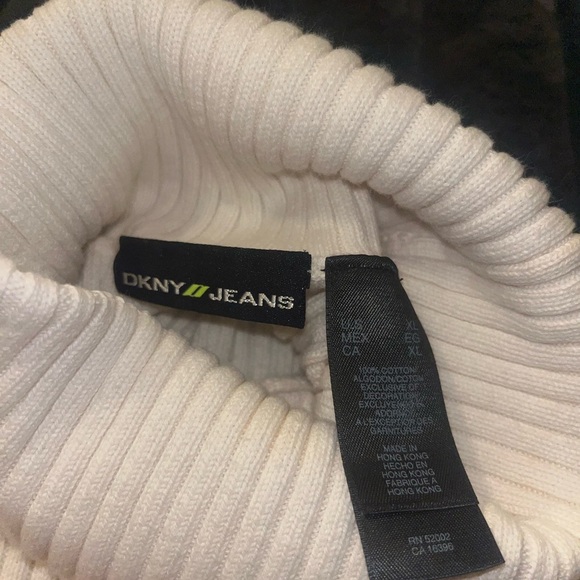 Dkny Y2K Women's White Ribbed Sweater Size XL - Picture 4 of 5